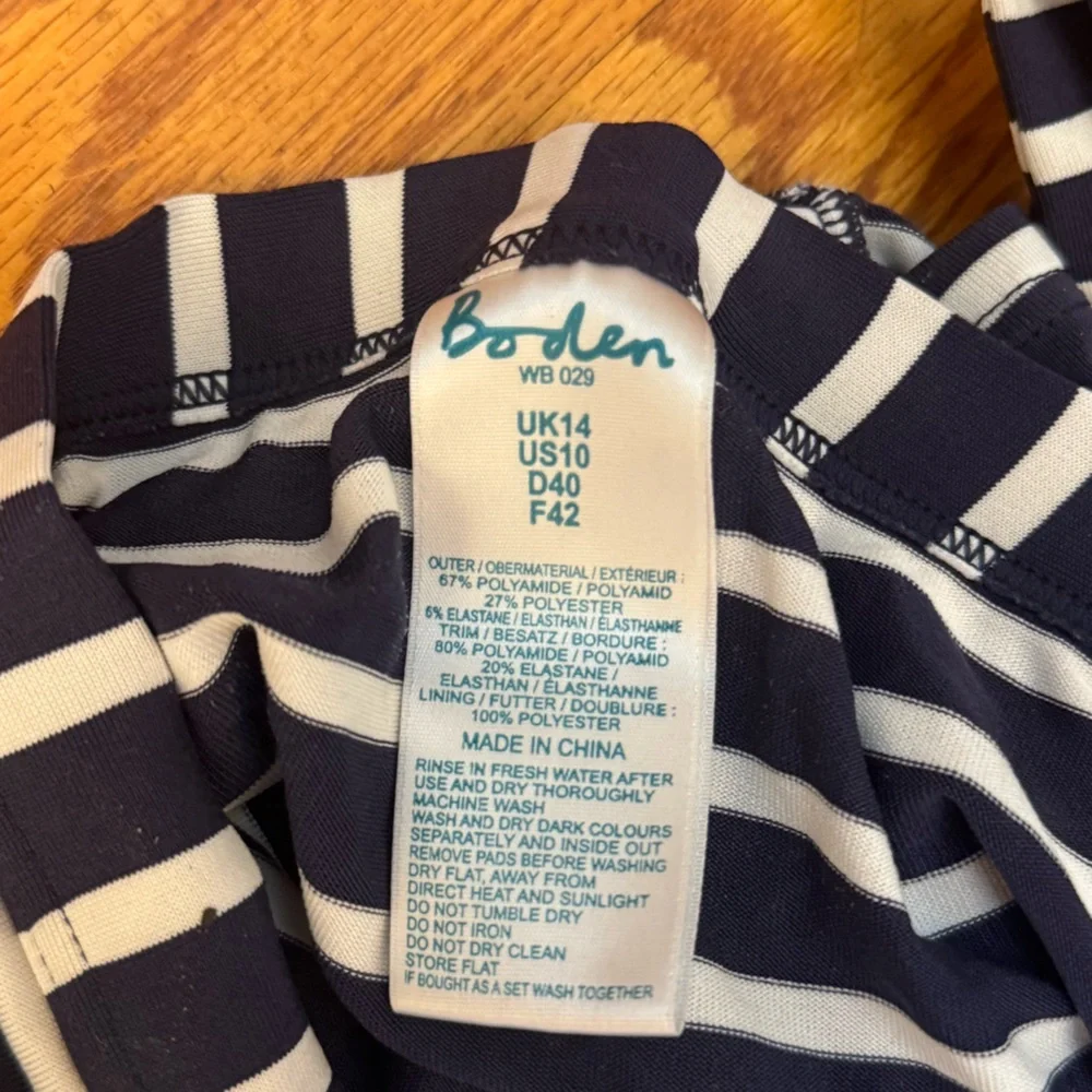 Boden Halter Swim Suit Top Blue & White Striped Women’s Size 19 - Picture 5 of 7
